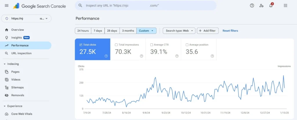 Google search console screenshot
